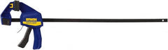 Irwin - 24" Capacity, 3-3/16" Throat Depth Carbon Steel Bar Clamp - 300 Lb Clamping Pressure, 796.93mm Max Spread - Americas Industrial Supply