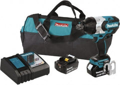 Makita - 3/4" Drive 18 Volt Pistol Grip Cordless Impact Wrench & Ratchet - 1,850 RPM, 780 Ft/Lb Torque, 2 Lithium-Ion Batteries Included - Americas Industrial Supply