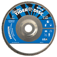7″ Tiger Disc Abrasive Flap Disc, Angled, Alum. Backing, 80Z, 7/8″ Arbor Hole - Americas Industrial Supply
