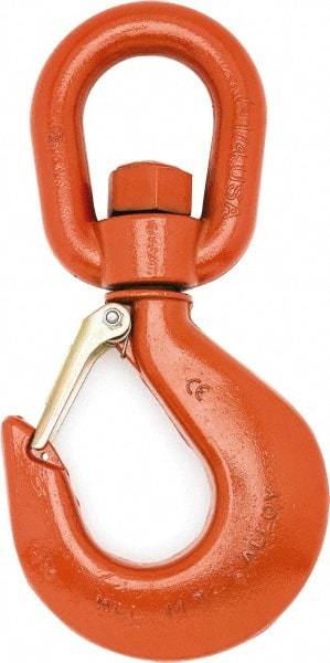 Campbell - #5 Hook, 3 Ton Capacity, Alloy Steel Swivel Hoist Hook - 8-1/4" Long x 4-1/8" Wide - Americas Industrial Supply