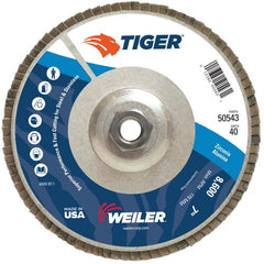 7″ Tiger Disc Abrasive Flap Disc, Angled, Alum. Backing, 40Z, 5/8″-11 UNC Nut - Americas Industrial Supply