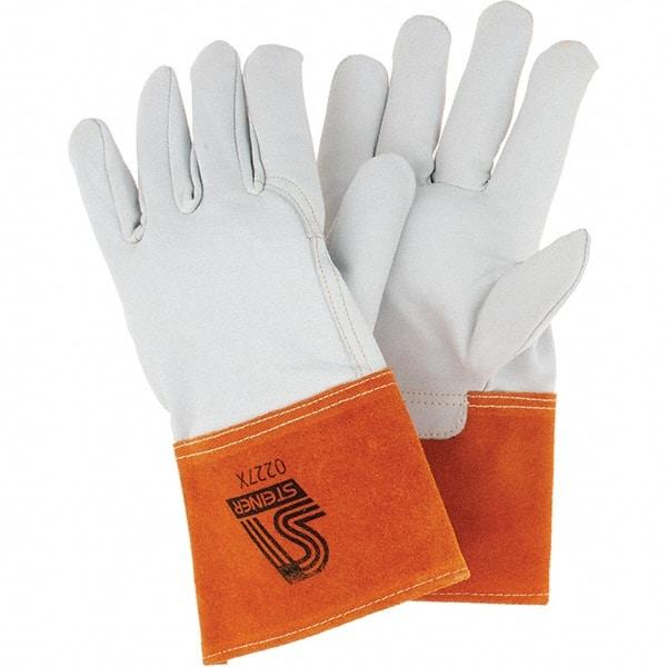 Steiner - Size XL Unlined Goatskin Welding Glove - Gauntlet Cuff, Wing Thumb, For TIG - Americas Industrial Supply