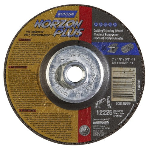 5″ × 1/8″ × 5/8″ NorZon Plus Non-Woven Depressed Center Wheel Type 27 - Americas Industrial Supply