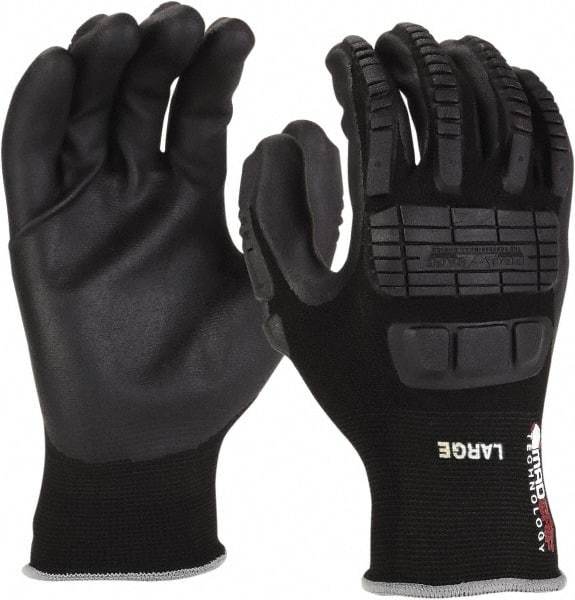 PRO-SAFE - Size L (9) Nitrile Coated Nylon/Nitrile Work Gloves - Palm & Fingers Coated, Slip-On Cuff, Black, Paired - Americas Industrial Supply