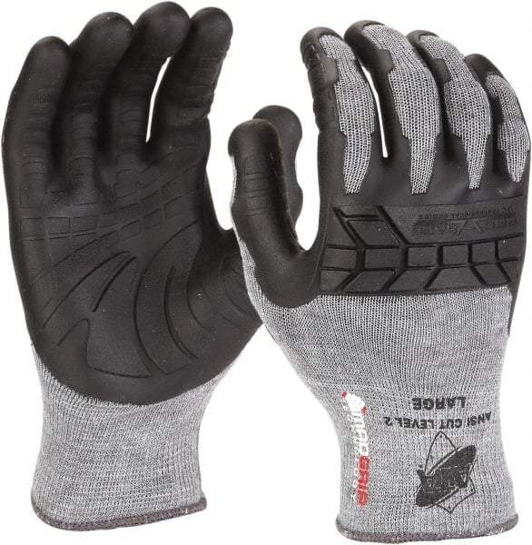 PRO-SAFE - Size XL (10), ANSI Cut Lvl A3, Rubber Coated Cut & Puncture Resistant Gloves - 11" Long, Palm, Fingers & Knuckles Coated, ATA Lining, Slip-On Cuff, Black, Paired - Americas Industrial Supply