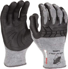 PRO-SAFE - Size M (8), ANSI Cut Lvl A3, Rubber Coated Cut & Puncture Resistant Gloves - 11" Long, Palm, Fingers & Knuckles Coated, ATA Lining, Slip-On Cuff, Black, Paired - Americas Industrial Supply