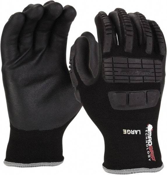 PRO-SAFE - Size L (9) Nitrile Coated Nylon/Nitrile Work Gloves - Palm & Fingers Coated, Slip-On Cuff, Black, Paired - Americas Industrial Supply