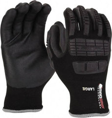 PRO-SAFE - Size M (8) Nitrile Coated Nylon/Nitrile Work Gloves - Palm & Fingers Coated, Slip-On Cuff, Black, Paired - Americas Industrial Supply