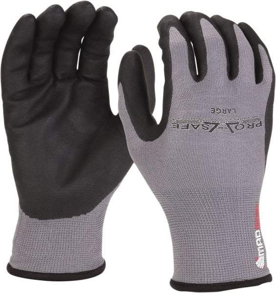 PRO-SAFE - Size XL (10) Nitrile Coated Nylon/Nitrile Work Gloves - Palm & Fingers Coated, Slip-On Cuff, Black/Gray, Paired - Americas Industrial Supply