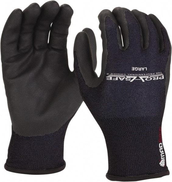 PRO-SAFE - Size XL (10) Nitrile Coated Nylon/Nitrile Work Gloves - Palm & Fingers Coated, Slip-On Cuff, Black, Paired - Americas Industrial Supply