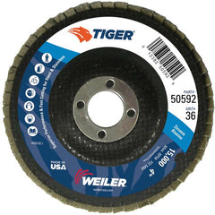 4″ Tiger Disc Abrasive Flap Disc, Angled, Phenolic Backing, 36Z, 5/8″ Arbor Hole - Americas Industrial Supply
