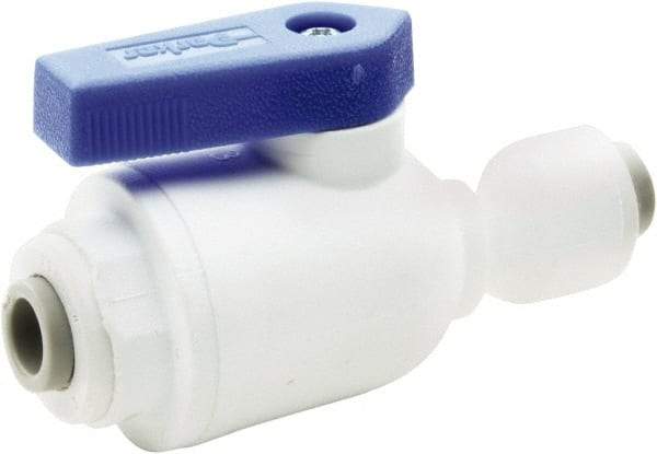 Parker - 1/4 x 3/8" Pipe, Full Port, Polypropylene Valve Union Connector Ball Valve - Bi-Directional, Push-to-Connect x Push-to-Connect Ends, Wedge Handle, 150 WOG - Americas Industrial Supply