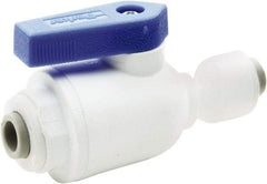 Parker - 1/4 x 3/8" Pipe, Full Port, Polypropylene Valve Union Connector Ball Valve - Bi-Directional, Push-to-Connect x Push-to-Connect Ends, Wedge Handle, 150 WOG - Americas Industrial Supply