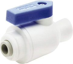 Parker - 3/8" Pipe, Full Port, Polypropylene Valve Female Connector Ball Valve - Bi-Directional, Push-to-Connect x FNPT Ends, Wedge Handle, 150 WOG - Americas Industrial Supply