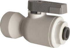 Parker - 3/8" Pipe, Full Port, Polypropylene Valve Female Connector Ball Valve - Bi-Directional, Push-to-Connect x FNPT Ends, Wedge Handle, 150 WOG - Americas Industrial Supply