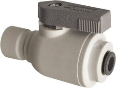Parker - 1/4 x 3/8" Pipe, Full Port, Polypropylene Valve Union Connector Ball Valve - Bi-Directional, Push-to-Connect x Push-to-Connect Ends, Wedge Handle, 150 WOG - Americas Industrial Supply