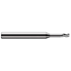 Corner Radius End Mill: 1/16″ Dia, 3/32″ LOC, 0.005″ Radius, 4 Flutes, Solid Carbide 2-1/2″ OAL, 1/8″ Shank Dia, 30 ° Helix, Bright/Uncoated, Corner Radius End, Centercutting