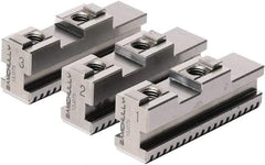 Samchully - 165mm Max Chuck Capacity, Tongue & Groove Interface, Square Soft Lathe Chuck Jaw - 3 Jaw, Steel, 32mm Btw Mount Hole Ctrs, 85mm Long, 20mm Wide, 40mm High, 8mm Groove, M8mm Fastener - Americas Industrial Supply