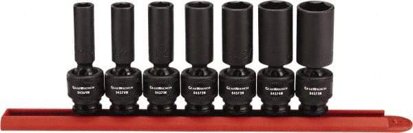 GearWrench - 7 Piece 3/8" Drive Black Finish Deep Well Impact Socket Set - 6 Points, 3/8" to 3/4" Range, Inch Measurement Standard - Americas Industrial Supply