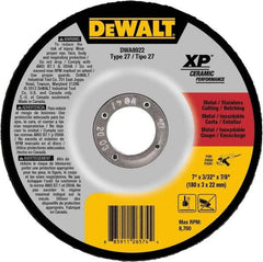 DeWALT - 24 Grit, 7" Wheel Diam, 7/8" Arbor Hole, Type 27 Depressed Center Wheel - Coarse/Medium Grade, Ceramic, N Hardness, 8,700 Max RPM - Americas Industrial Supply