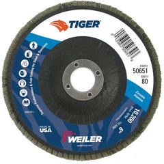 6″ Tiger Disc Abrasive Flap Disc, Angled, Phenolic Backing, 80Z, 7/8″ Arbor Hole - Americas Industrial Supply