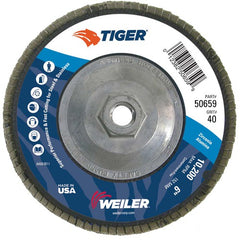 6″ Tiger Disc Abrasive Flap Disc, Angled, Phenolic Backing, 40Z, 5/8″-11 UNC Nut - Americas Industrial Supply