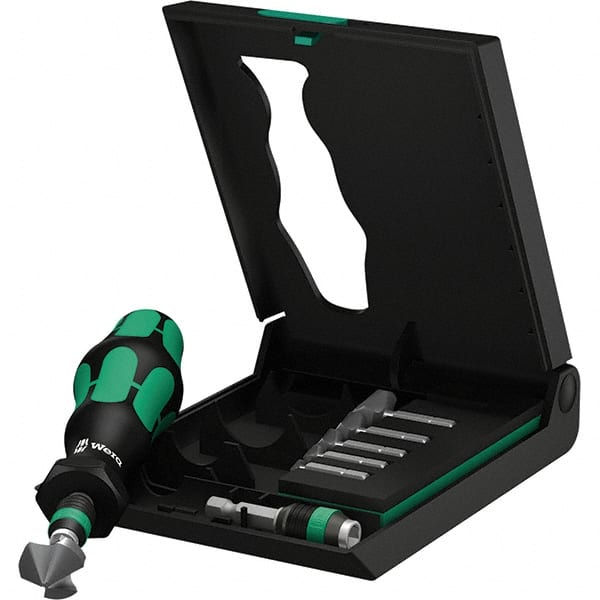 Wera - 8 Piece, 1/4 to 13/16" Head Diam, 0 to 90° Included Angle, Three Flute Countersink Set - Americas Industrial Supply