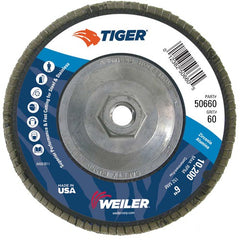 6″ Tiger Disc Abrasive Flap Disc, Angled, Phenolic Backing, 60Z, 5/8″-11 UNC Nut - Americas Industrial Supply