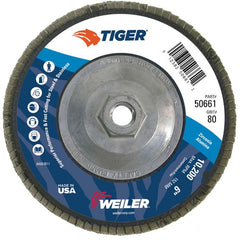 6″ Tiger Disc Abrasive Flap Disc, Angled, Phenolic Backing, 80Z, 5/8″-11 UNC Nut - Americas Industrial Supply