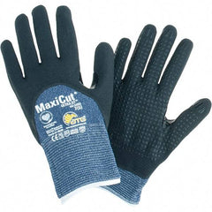 ATG - Size S, ANSI Cut Lvl A3, Cut Resistant Gloves - Palm, Fingers & Knuckles Coated, Blue/Black - Americas Industrial Supply