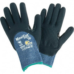 ATG - Size M, ANSI Cut Lvl A3, Cut Resistant Gloves - Palm, Fingers & Knuckles Coated, Blue/Black - Americas Industrial Supply