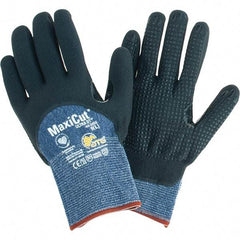 ATG - Size L, ANSI Cut Lvl A3, Cut Resistant Gloves - Palm, Fingers & Knuckles Coated, Blue/Black - Americas Industrial Supply