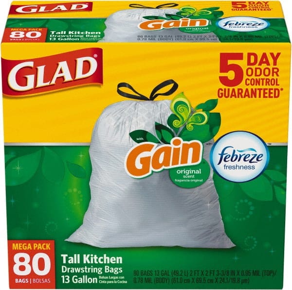 Glad - Pack of (80) 13 Gal 0.95 mil Household/Office Trash Bags - Americas Industrial Supply