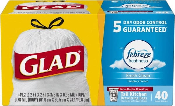 Glad - Pack of (6) 40-Count 13 Gal 0.78 mil Household/Office Trash Bags - Americas Industrial Supply