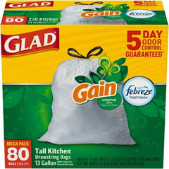 Glad - Pack of (3) 80-Count 13 Gal 0.95 mil Household/Office Trash Bags - Americas Industrial Supply