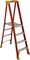 Louisville - 5 Steps, 6' High, Type IA Rating, Fiberglass Platform Ladder - 300 Lb Capacity, 27-7/8" Base Width - Americas Industrial Supply