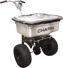 Chapin - 100 Lb Stainless Steel Walk Behind Broadcast Landscape Spreader - 14" Pneumatic Wheels - Americas Industrial Supply