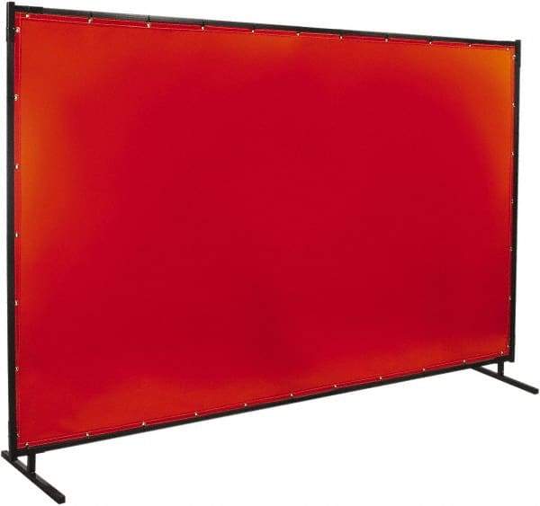Steiner - 6' Wide x 10' High, 40mm Thickness, Transparent Vinyl Portable Welding Screen - Orange - Americas Industrial Supply