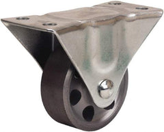 Hamilton - 2-1/2" Diam x 1" Wide x 3-1/4" OAH Top Plate Mount Rigid Caster - Cast Iron, 200 Lb Capacity, Plain Bore Bearing, 2-1/4 x 4-1/2" Plate - Americas Industrial Supply