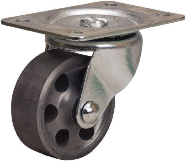 Hamilton - 2-1/2" Diam x 1" Wide x 3-1/4" OAH Top Plate Mount Swivel Caster - Cast Iron, 200 Lb Capacity, Plain Bore Bearing, 2-1/4 x 4-1/2" Plate - Americas Industrial Supply