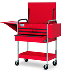 4 Drawer Red Service Cart with Lid; Rack & Tray - Americas Industrial Supply