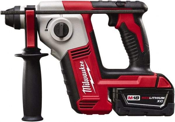 Milwaukee Tool - 18 Volt SDS Plus Chuck Cordless Rotary Hammer - 0 to 7,000 BPM, 0 to 1,300 RPM, Reversible - Americas Industrial Supply