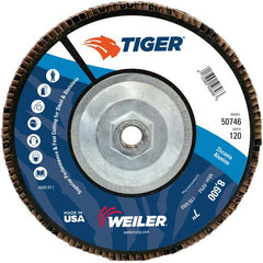 7″ Tiger Disc Abrasive Flap Disc, Flat, Phenolic Backing, 120Z, 5/8″-11 UNC Nut - Americas Industrial Supply