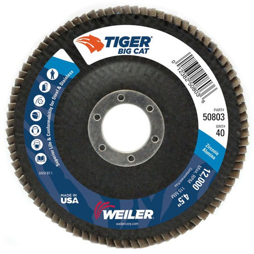 4-1/2″ Big Cat Abrasive Flap Disc, Flat, Phenolic Backing, 40Z, 7/8″ Arbor Hole - Americas Industrial Supply