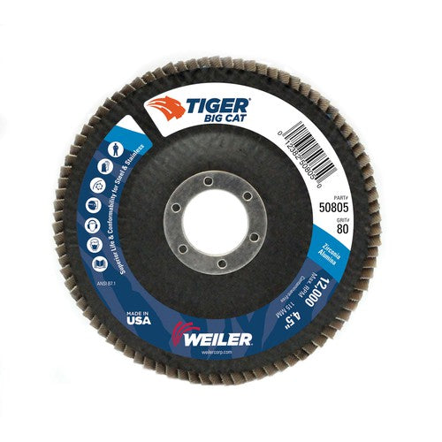 4-1/2″ Big Cat Abrasive Flap Disc, Flat, Phenolic Backing, 80Z, 7/8″ Arbor Hole - Americas Industrial Supply