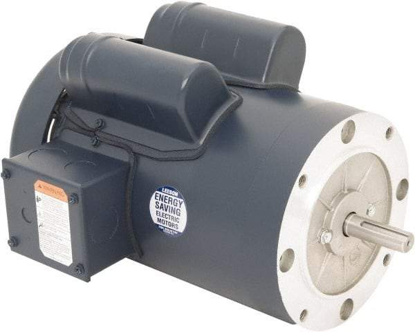 Leeson - 2 Max hp, 1,800 Max RPM, Capacitor Start Electric AC DC Motor - 115/230 V Input, Single Phase, 56C Frame, 5/8" Shaft Diam, C-Face Mount, TEFC Enclosure - Americas Industrial Supply