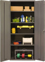 Durham - 4 Shelf Locking Storage Cabinet - Steel, 36" Wide x 18" Deep x 84" High, Gray - Americas Industrial Supply