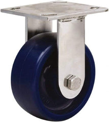 Hamilton - 5" Diam x 2" Wide x 6-1/2" OAH Top Plate Mount Rigid Caster - Polyurethane, 800 Lb Capacity, Delrin Bearing, 3-3/4 x 4-1/2" Plate - Americas Industrial Supply