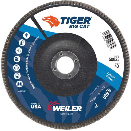 7″ Big Cat Abrasive Flap Disc, Flat, Phenolic Backing, 40Z, 7/8″ Arbor Hole - Americas Industrial Supply