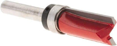 Freud - 1/2" Cut Diam, 1" Length of Cut, 10 Flute Flush Trim Edge Profile Router Bit - Carbide-Tipped, 1/4" Shank Diam, 2-5/8" OAL, Proprietary Coating - Americas Industrial Supply